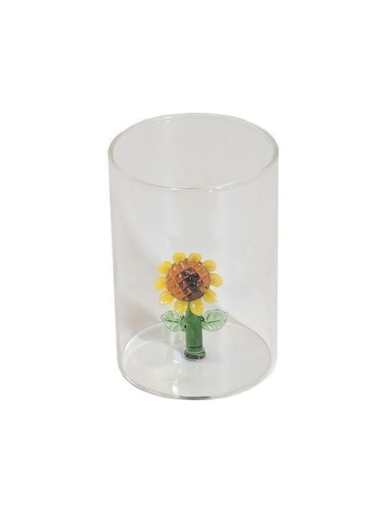 Χαμηλό Sunflower Ποτήρι από Γυαλί σε Κίτρινο Χρώμα