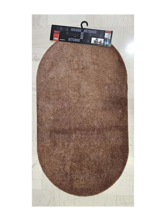 Kalogirou Home Неслизащо Бански килим Овални Οβάλ Plain Светло кафяво 67x120бр