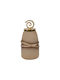 Handmade Murano Glass Container With Hammered Metal Lid Gold Beige-Gold 13x13x28cm