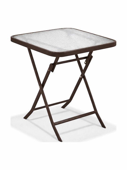 Sitting Room Outdoor Foldable Metal Table Brown 50x50x70cm