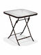 Sitting Room Outdoor Foldable Metal Table Brown 50x50x70cm