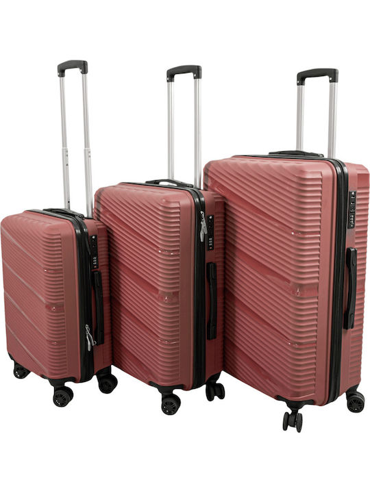 Reise Koffer Hart Rose Gold Mit 4 Räder Set 3 Stück