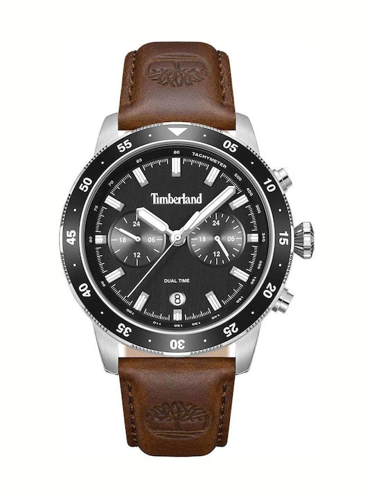 Timberland Ανδρικό Ρολόι 44mm Μπαταρίας με Καφέ Δερμάτινο Λουράκι