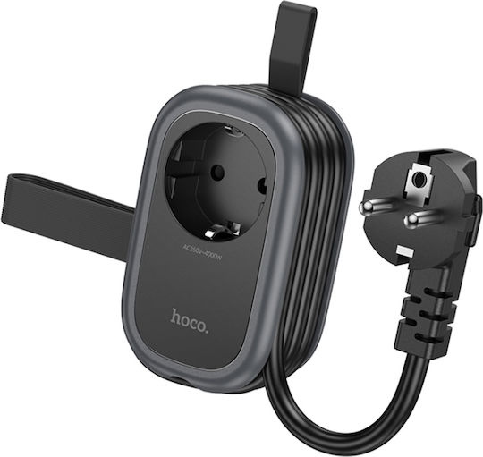 Hoco Single Socket with Surge Protection 2 Positions with 2 USB-A, 1 USB-C and Cable 1.1m