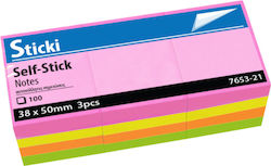 Sticky Memo Pads Sticki Neon 38x50mm 100 Sheets 12 Pieces 7653-21