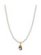 Loisir Necklace from Gold Plated Silver with Pearls & Zircon