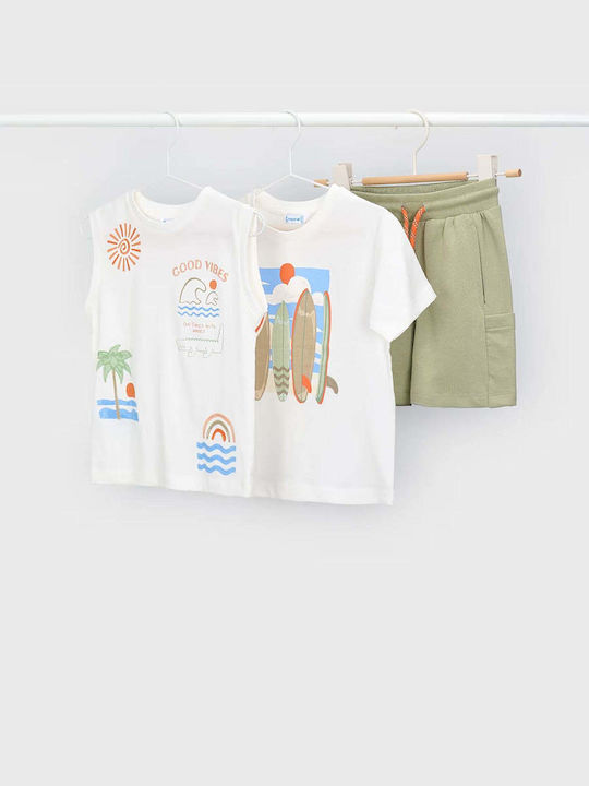 Mayoral Kids Set with Shorts Summer 3 Pieces Ecru