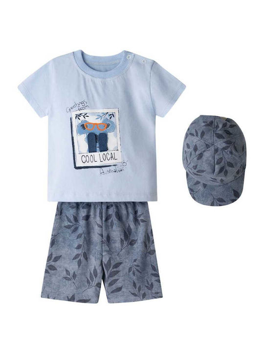 Set De Îmbrăcăminte Pentru Copii Cu Pantaloni Scurți Vară 2 Bucăți Albastru Deschis-Bleumarin