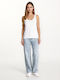 Women's Blouse Cotton Sleeveless White