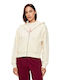 Cropped Women's Sweatshirt Cardigan with Hood Orange