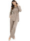 Women's Beige-nude Set with Pants with Elastic in Loose Fit
