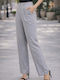 Damen Hoch tailliert Stoff Hose Gray