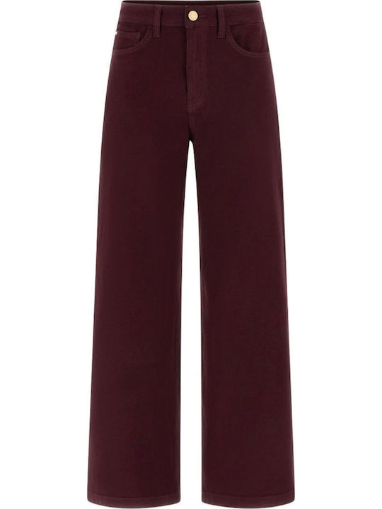 Guess High Waist Women's Jean Trousers Bordeaux
