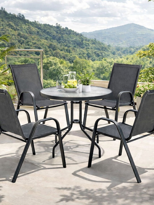 Garten- und Outdoor-Möbelsets Paros 5 Stück Grau