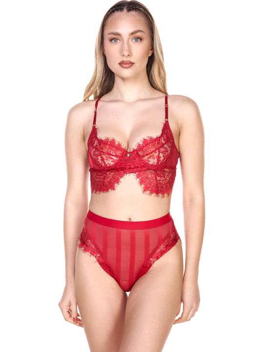 Comfort Dantelat Set de Lenjerie Sutien cu Brazilia Cherry