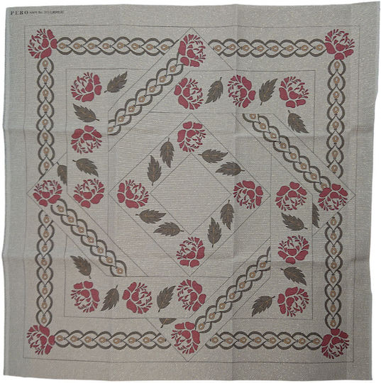 Tablecloth Stamped 90x90cm Etemin Knossos Sunbeam Beige Gold Pero 313
