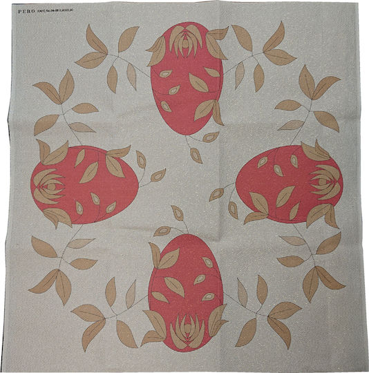Easter Printed Tablecloth 90x90cm Etamine Knossos Heliaktida Beige Gold Pero 04-06