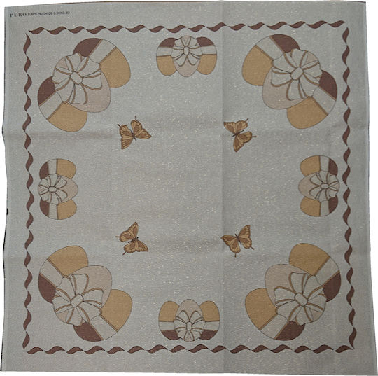 Easter Printed Tablecloth 90x90cm Etamine Knossos Sunbeam Beige Gold Pero 04-20
