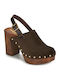 Mules mit Absatz in Braun Farbe