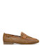 Leather Women's Loafers in Tabac Brown Color