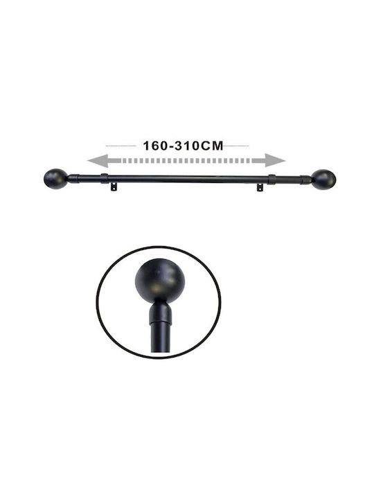 Galifas Сгъваемо Металик Корниз Φ19мм 160-310cm Черно