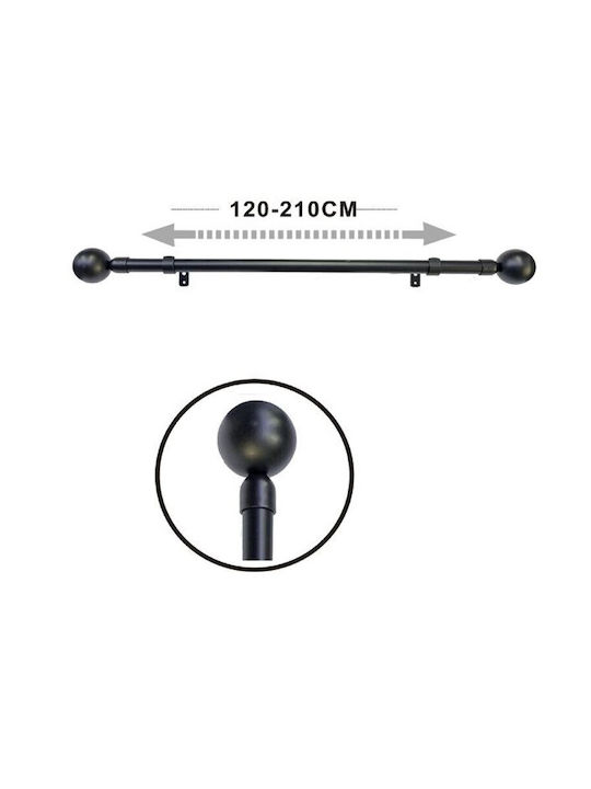 Galifas Сгъваемо Металик Корниз Φ19мм 120-210cm Черно