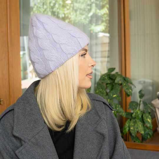 Σκουφάκι Beanie Γυναικείος Σκούφος Πλεκτός σε Μωβ χρώμα