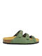 Leather Women's Flat Sandals Anatomic in Green Color