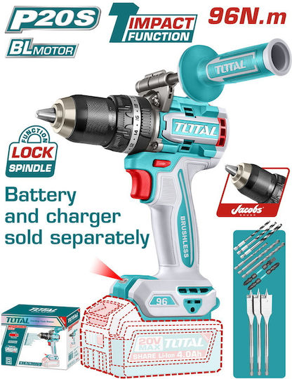Total TIDLI209685 Percussive Battery Drill Driver Solo Brushless 20V