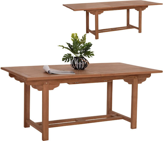 Masă Exterior Din Teak Extensibilă Naturală 180x100x76cm