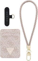 Set Portofel Triunghiular Roz Guess Magsafe + Curea de Mână