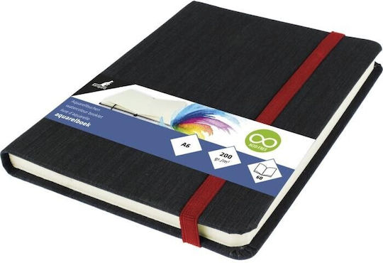 Watercolour Pad A6 Elastic 200gr 30 Pages Luxury Black Cover Kangaro