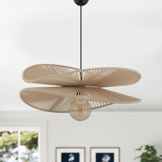 Opviq Daffodil Deckenleuchte Beige mit Seil für Lampenbirnensockel E27 48x48x55cm