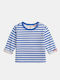 Kinderhemd Langarm Blau Happy Stripes
