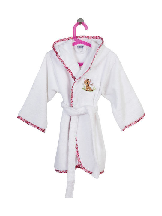 Dimcol Kids Bathrobe Giraffe White with Hood