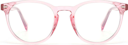 Red Raven Series Women's Acetate Blue Light Blocking Glasses Pink