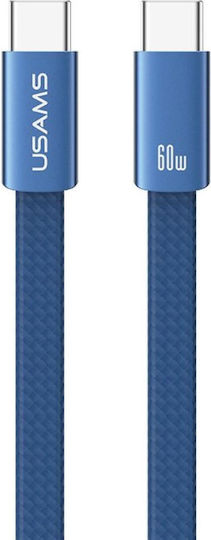 Usams USB 2.0 Cable USB-C Male - USB-C 60W PD Blue 1.2m