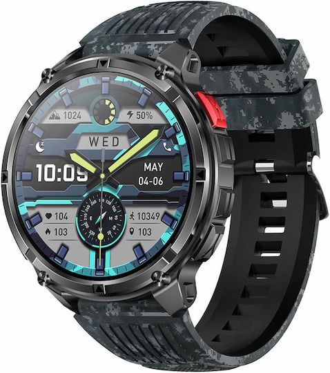 Microwear HT33 Смартчасовник с Пулсомер (Blue Camo Silicone)