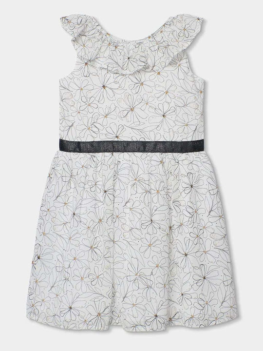 Girls Dress Sleeveless Floral White
