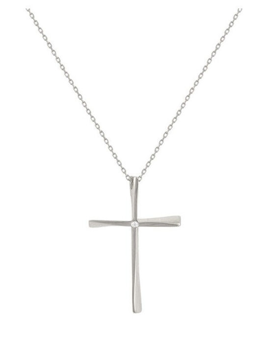 Atofio Kosmima Women's White Gold Cross 9K with Chain