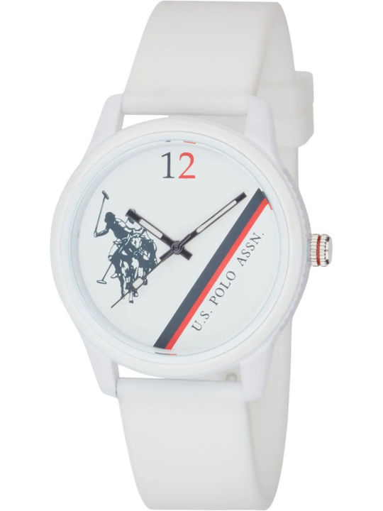 U.S. Polo Assn. Γυναικείο Ρολόι Μπαταρίας με Λευκό Δερμάτινο Λουράκι