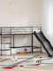 Kids Bed Bunk Single Black for Mattress 90x190cm
