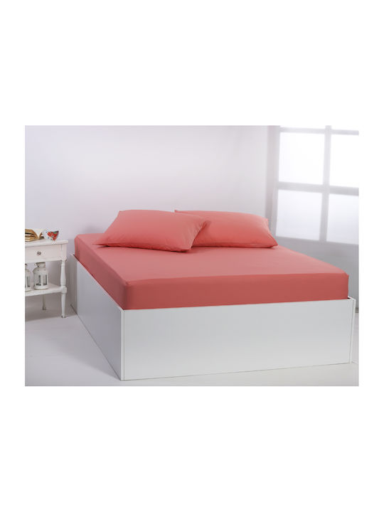 Silk Fashion Σεντόνι Ημίδιπλο με Λάστιχο 125x200εκ. Coral Almond