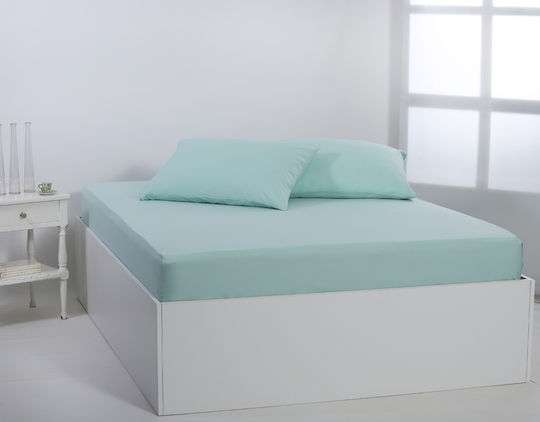 Silk Fashion Super-Double Fitted Sheet 165x200+35cm Misty Jade