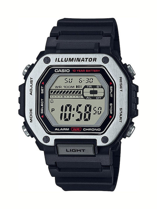 Casio Digital Men's Watch 47mm Battery with Black Rubber Strap