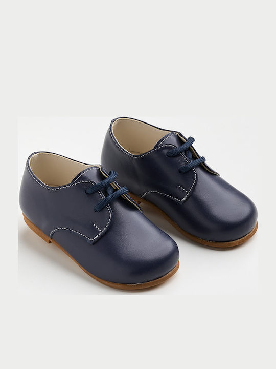 Ever Kid Christening Leather Moccasins Blue
