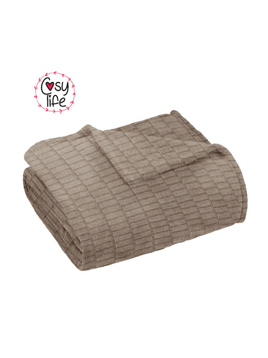Cosy Life Samtige Einzelbettdecke 150x210cm Dunkel Beiges