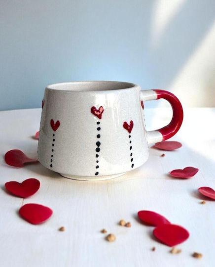 Little Hearts Κούπα Κεραμική Κόκκινη