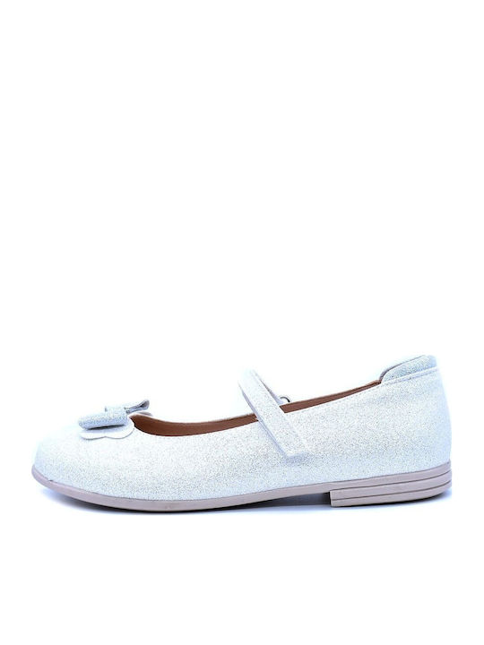 Kids Anatomic Leather Ballerinas with Hoop & Loop Closure White