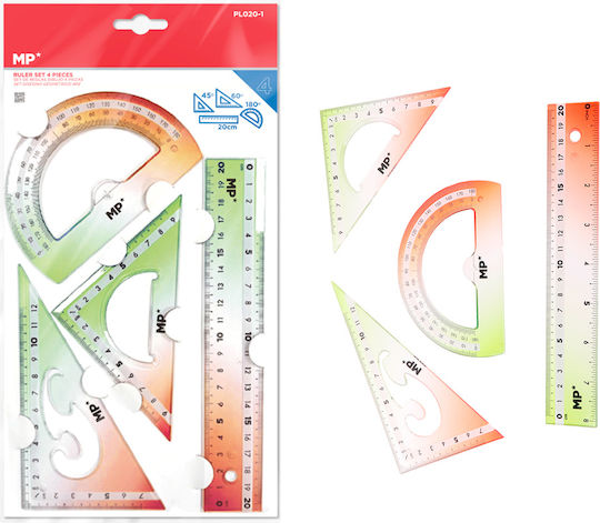 Madrid Papel Set of 4 Geometric Instruments Plastic Transparent